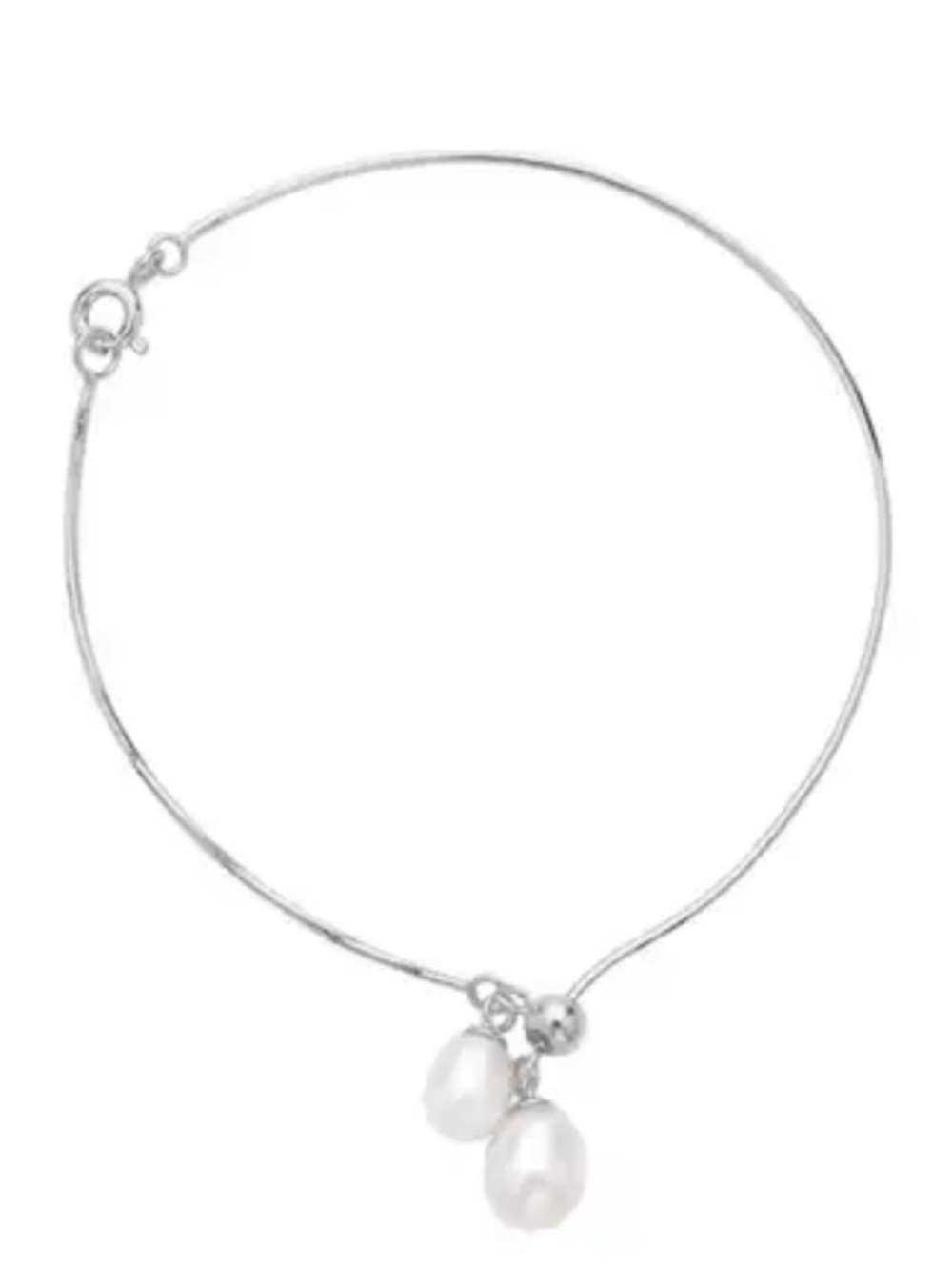 Freshwater Pearl Extender Snake Chain with Spring Lock Bracelet Sterling Silver